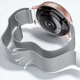 Bransoleta Uniwersalna Alogy Milanese Magnetic Strap Pasek z magnesem do smartwatcha 22mm Srebrny - Akcesoria do smartwatchy - miniaturka - grafika 3
