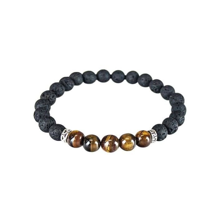 Bransoletka z kamieniem wulkanicznym - Brązowa