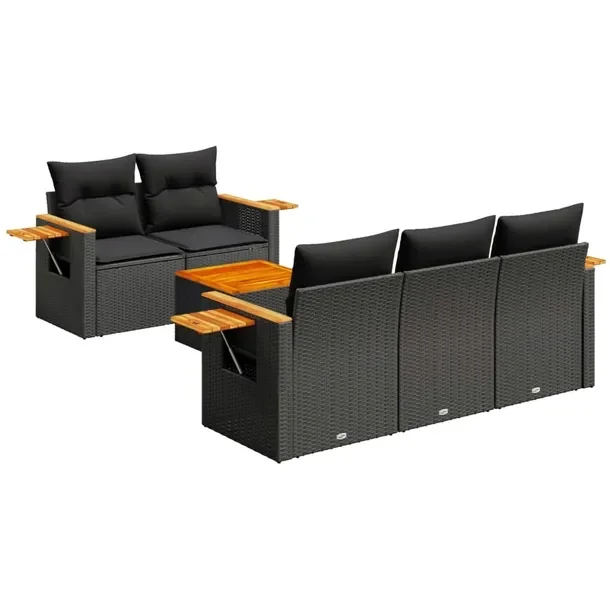 Zestaw wypoczynkowy rattan PE czarny 55x62x69 cm