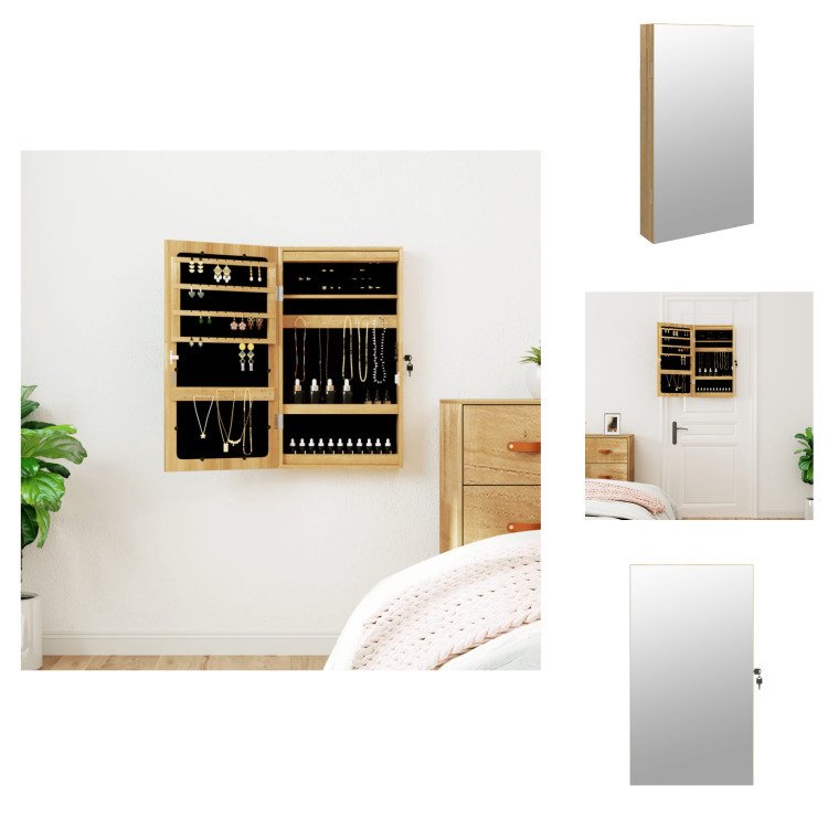 vidaXL Lustrzana szafka na biżuterię z oświetleniem LED, naścienna - Lustro