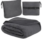 Poduszki dekoracyjne - Podróżny koc i poduszka do samolotu 2w1 podróżny poduszko-kocyk 180x130cm szary - miniaturka - grafika 1