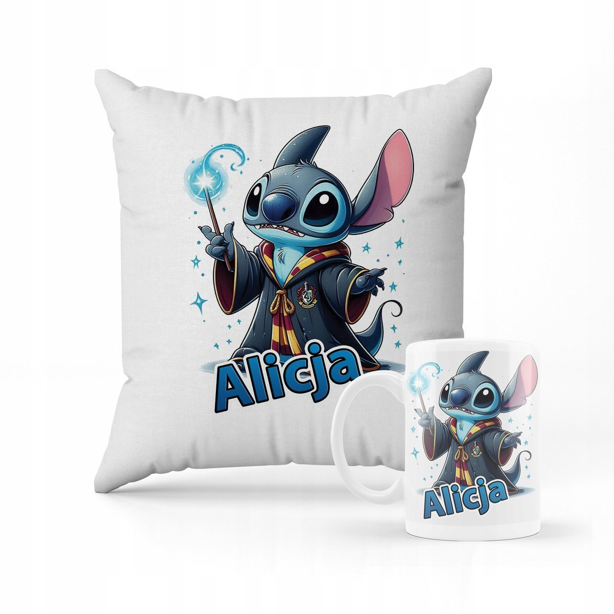 ZESTAW PODUSZKA + KUBEK PREZENT DLA DZIECKA STICH STITCH STICZ + IMIĘ #5