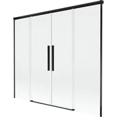 Parawany nawannowe - Mexen Rox parawan nawannowy 2-skrzydłowy rozsuwany 180 x 150 cm, transparent, czarny - 8C9-180-002-70-00 - miniaturka - grafika 1