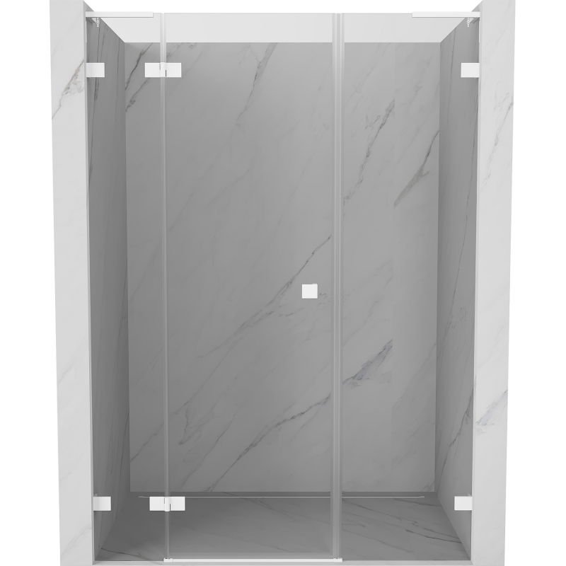 Mexen Lunar L drzwi prysznicowe uchylne lewe 145 cm, transparent, białe - 834SL-145-050-20-00-L