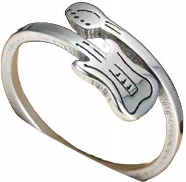 Srebrny Pierścionek Gitara Instrument Muzyka Modna Stylowa Stal Szlachetna