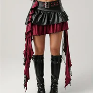 Spódnice - TEMU Damska spódnica o kroju litery A z wysokim stanem i asymetrycznym dołem - seksowna na imprezę i na co dzień, materiał nierozciągliwy, całoroczna - miniaturka - grafika 1