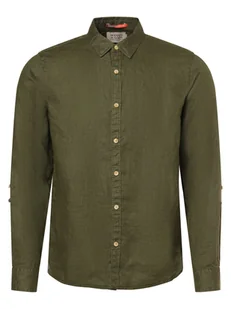 Scotch & Soda Męska koszula lniana Mężczyźni Regular Fit len zielony jednolity, S - Koszule męskie - miniaturka - grafika 1