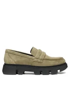 Półbuty damskie - Geox Loafersy D Vilde D46UAC 00022 C3704 Khaki - miniaturka - grafika 1