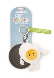 NICI 61801 breloczek jajko sadzone z napisem „Happy Birthday”, wierny towarzysz do plecaka lub torby, zawieszka do kluczy dla małych i dużych, 7 cm, biały - Plecaki - miniaturka - grafika 1