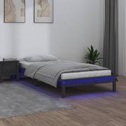 Łóżka - Lumarko Rama łóżka z LED, szara, 75x190 cm, pojedyncza, lite drewno - miniaturka - grafika 1