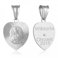 Zawieszki - Murrano Srebrny Medalik 925 Matka Boska Serce Grawer YZ-116 - miniaturka - grafika 1