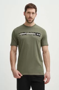 Koszulki męskie - Under Armour t-shirt męski kolor zielony z nadrukiem - grafika 1