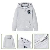 Bluzy dla dziewczynek - Bluza dziecięca z kapturem i suwakiem - szara - 92 - Bluza Dziecięca - miniaturka - grafika 1