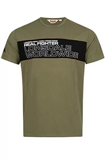 Lonsdale Koszulka męska o regularnym kroju OTTERSTON, oliwkowy/czarny/biały, 3XL - Koszulki męskie - miniaturka - grafika 1