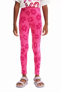 Spodnie i spodenki dla dziewczynek - Desigual legginsy dziecięce kolor różowy wzorzyste - grafika 1