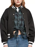Kurtki damskie - Urban Classics Damska kurtka oversize typu college Jacket Cardigan Sweater, czarna, M, czarny, M - miniaturka - grafika 1