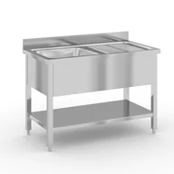 Meble gastronomiczne - B2B Partner Stół do mycia ze stali nierdzewnej ze zlewem i ociekaczem 1200x600x850 mm 434111 - miniaturka - grafika 1