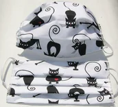 Odzież robocza - Maseczka Maska Ochronna Na Twarz 998E 51N Koty Kotki Czarny Kot Serduszko - miniaturka - grafika 1