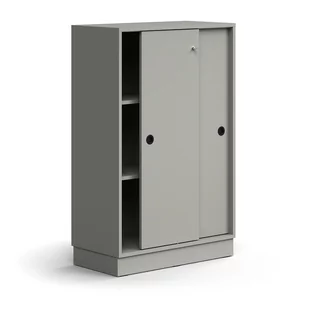 Zamykana szafa przesuwna QBUS, 2 półki, cokół, uchwyty, 1252x800x400 mm, jasnoszary - Szafy biurowe Zamykana szafa przesuwna QBUS, 2 półki, cokół, uchwyty, 1252x800x400 mm, jasnoszary - Szafy biurowe - miniaturka - grafika 1