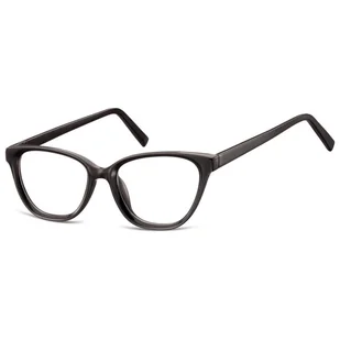 Damskie okulary acetatowe oprawki korekcyjne zerówki kocie AC394 czarne - Okulary korekcyjne, oprawki, szkła - miniaturka - grafika 1