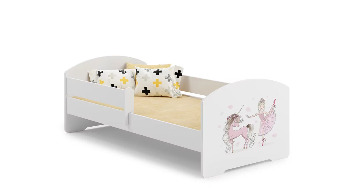 Łóżko dla dziecka, LUK, z barierką, z materacem, 140x70 cm