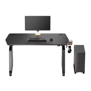 ULTRADESK Biurko dla gracza BOOSTER, 136x70,5 cm, 75 cm, podświetlenie RGB, uchwyt na słuchawki i napój - Biurka - miniaturka - grafika 3