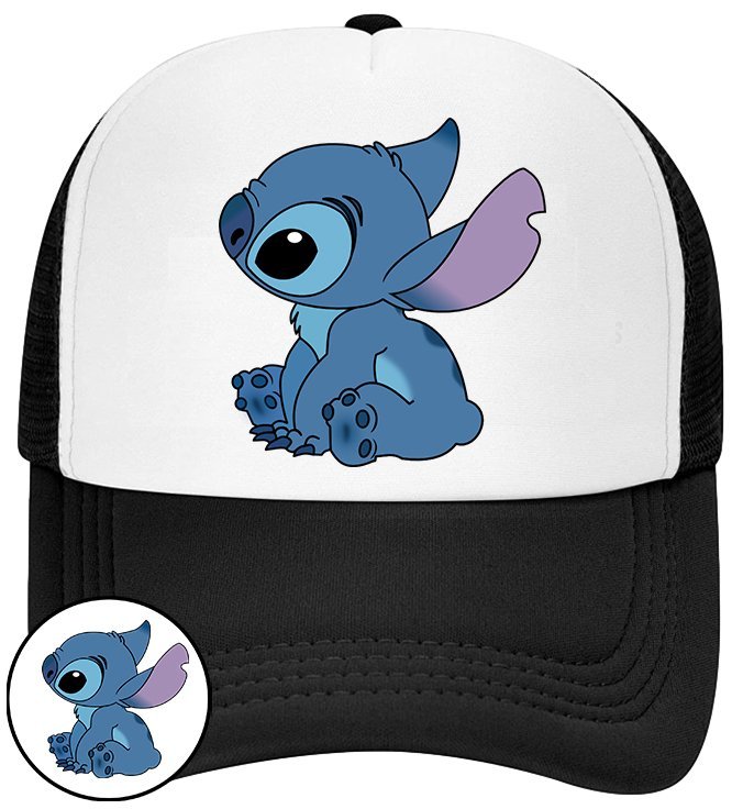 CZAPKA Z DASZKIEM LILO I STICH DLA DZIECI NA LATO CZARNA BEJSBOLÓWKA