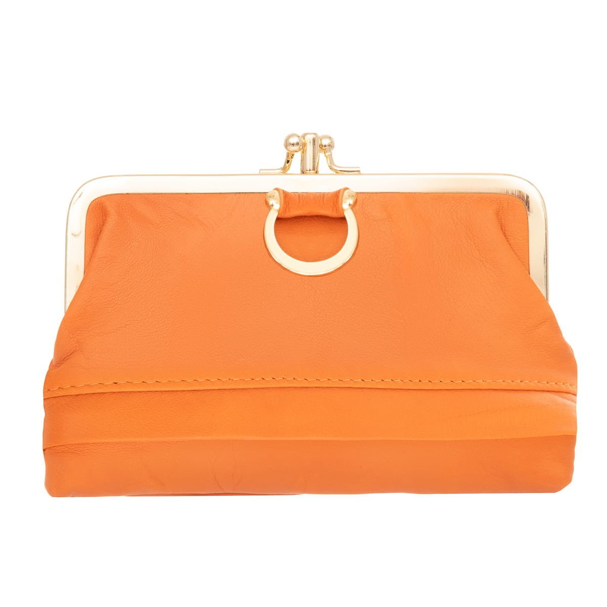Duża Portmonetka Skórzana Kaletnik Pomarańczowa