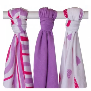 XKKO XKKO PIELUSZKA BAMBUSOWA OTULACZ 70x70 3szt. HEARTS&WAVES LILAC 4019-uniw - Otulacze - miniaturka - grafika 1