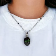 Naszyjniki - Naszyjnik elipsa z Kwiatami Dzikiej Marchwi - miniaturka - grafika 1