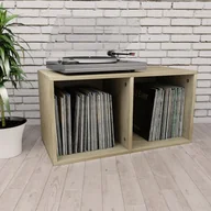 Pudełka i akcesoria na płyty CD - vidaXL Szafka na płyty winylowe, dąb sonoma 71x34x36 cm, płyta wiórowa vidaXL - miniaturka - grafika 1