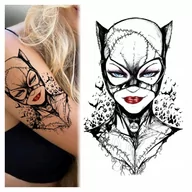 Zabawki kreatywne - TATUAŻ ZMYWALNY TYMCZASOWY WODNY - KOBIETA KOT / BATMAN - miniaturka - grafika 1