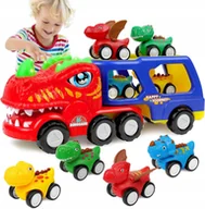 Zabawki zdalnie sterowane - CIĘŻARÓWKA SAMOCHODZIK DINOZAUR ŚWIATEŁO I MUZYKA 5w1 PREZENT ZABAWA TREX - miniaturka - grafika 1