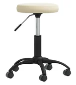 Krzesła i taborety kosmetyczne - EDINOS Kremowy obrotowy taboret na kółkach K1-N84 - miniaturka - grafika 1