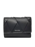 Portfele - Calvin Klein Portfel damski Ck Woven Small Trifold K60K612953 Czarny - miniaturka - grafika 1