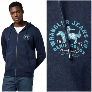 Wrangler GRAPHIC ZIP HOODIE rozpinana bluza bawełniana z kapturem M - Bluzy męskie - miniaturka - grafika 1