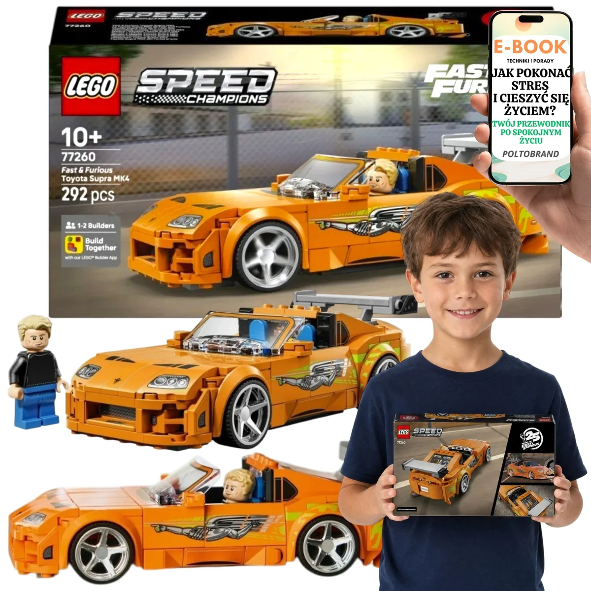 LEGO SPEED CHAMPIONS Szybcy i wściekli Toyota Supra MK4 LEGO Dla Syna i Córki 77260 292 el. wysokość 4 cm