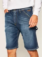 Spodenki męskie - MSGM Szorty jeansowe 2840MB43L 207072 Granatowy Regular Fit - miniaturka - grafika 1