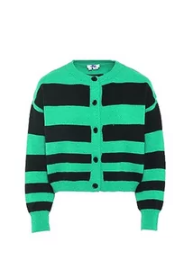 myMo Damski modny kardigan w paski akryl zielony czarny rozmiar XL/XXL, zielony czarny, XL - Swetry damskie - miniaturka - grafika 1