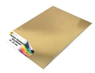 Papier kolorowy techniczny A3 złoty 25 arkuszy - Szkolne artykuły papiernicze - miniaturka - grafika 1