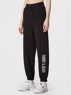 Spodnie sportowe damskie - Tommy Jeans Spodnie dresowe Archive DW0DW14994 Czarny Relaxed Fit - miniaturka - grafika 1