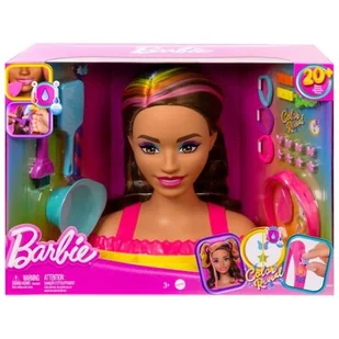 Lalka Barbie Color Reveal Głowa do stylizacji Neonowa tęcza Brązowe włosy HMD80 - Lalki dla dziewczynek - miniaturka - grafika 1