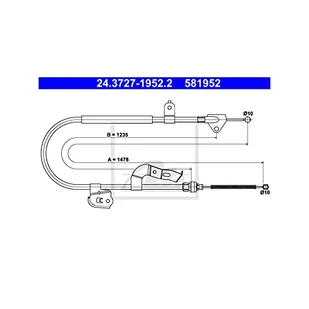 ATE LINKA HAMULCA 24.3727-1952.2 TOYOTA AYGO 1.4HDI 05-10 - Linki hamulca postojowego - miniaturka - grafika 1