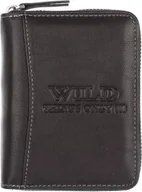 Portfele - Wild WILD skórzany porfel na suwak 708 czarny 708 - miniaturka - grafika 1