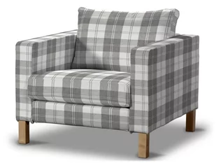 Dekoria pl pl Pokrowiec na fotel Karlstad krótki krata szaro-biała 89 x 89 x 64 cm Edinburgh 619-115-79 - Pokrowce na meble - miniaturka - grafika 1