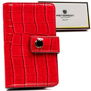 Czerwony damski portfel skóra ekologiczna krokodyl - Peterson - Portfele - miniaturka - grafika 1