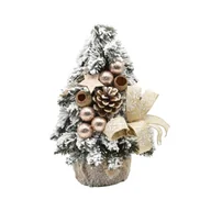 Choinki - Choinka stożkowa ośnieżona dekorowana 30 cm prosecco brokat - miniaturka - grafika 1
