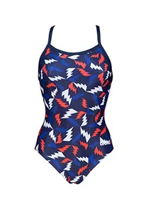 Arena Damski nadruk lekka kropla pleców Maxlife jednoczęściowy sportowy strój kąpielowy jednoczęściowy strój kąpielowy Błyskawiczne kolory granatowy/czerwony 30 - Stroje kąpielowe dla dziewczynek - miniaturka - grafika 1