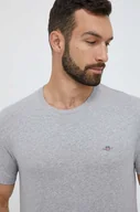 Koszulki męskie - Gant t-shirt bawełniany kolor szary gładki - miniaturka - grafika 1