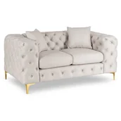 Sofy i kanapy - Sofa SORRENTO 2S Dwuosobowa Kremowa Welurowa Nowoczesna Glamour - miniaturka - grafika 1